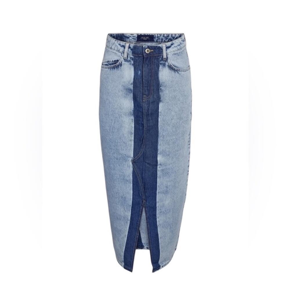 NWOT Noisy May Colorblock Front Slit Denim Midi Skirt – Sz Large